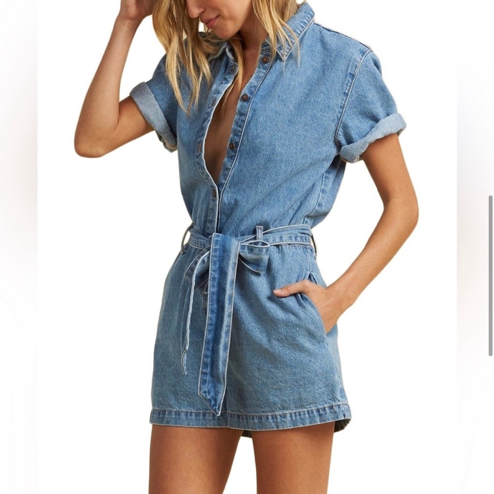 Billabong x salty blonde denim romper